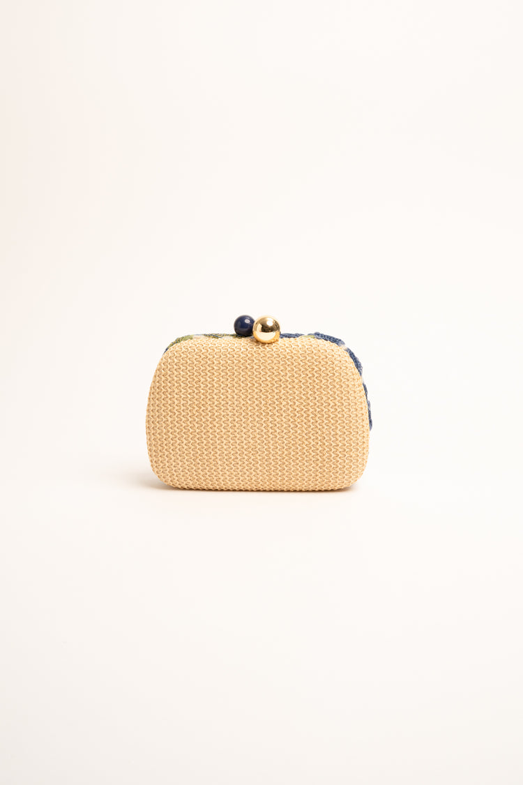 Mini Pochette con ricami floreali in paillettes multicolor