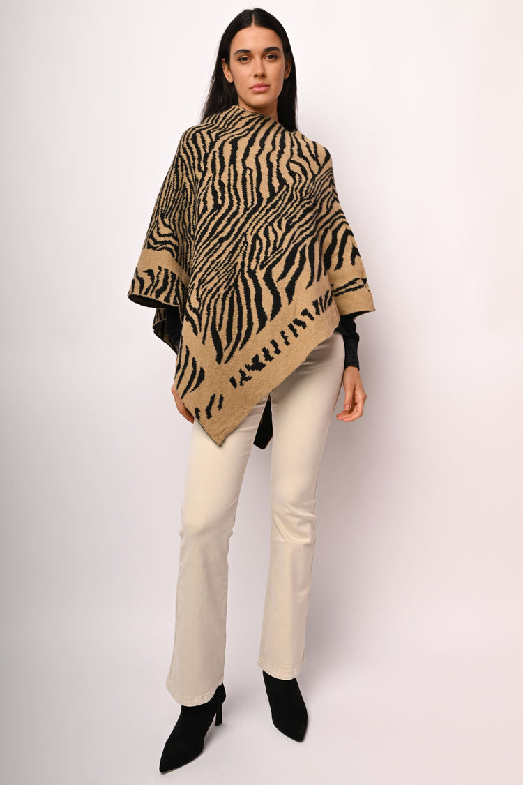 Poncho in jacquard tigrato