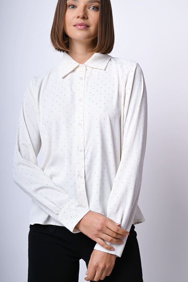 Camicia con strass all-over