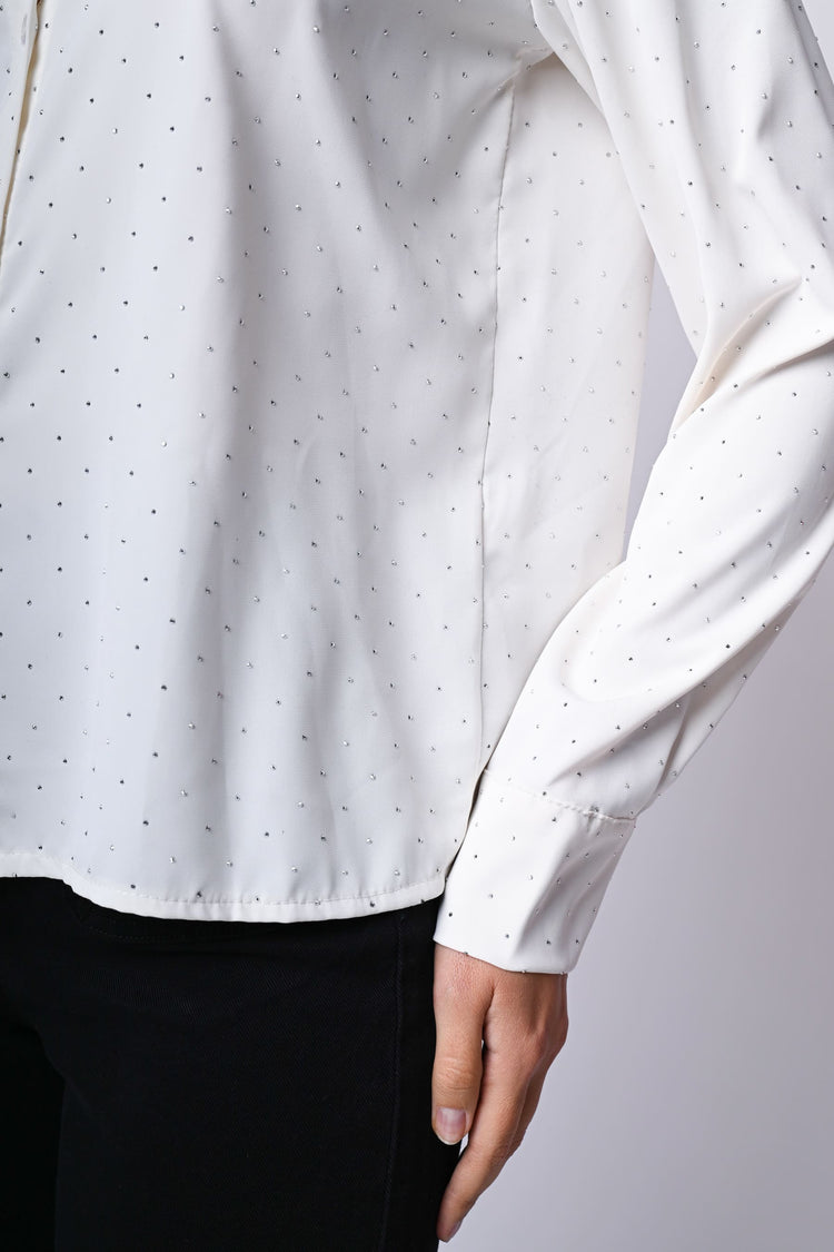 Camicia con strass all-over