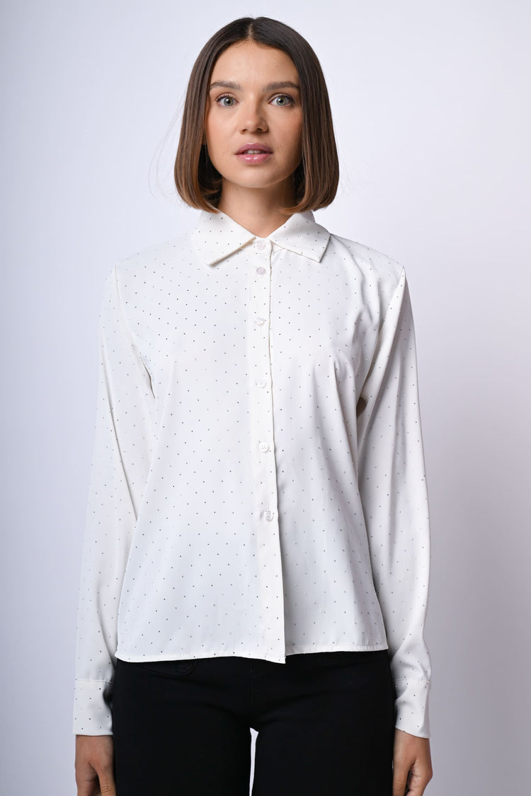 Camicia con strass all-over