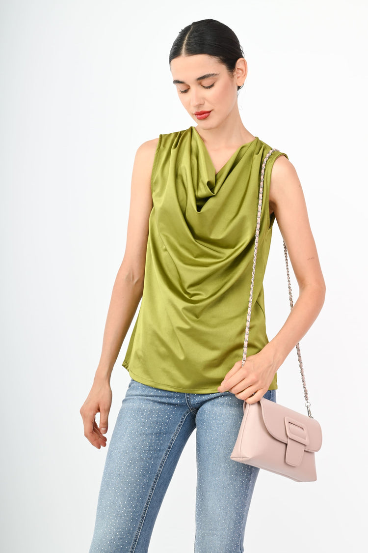 Top drappeggiato in raso