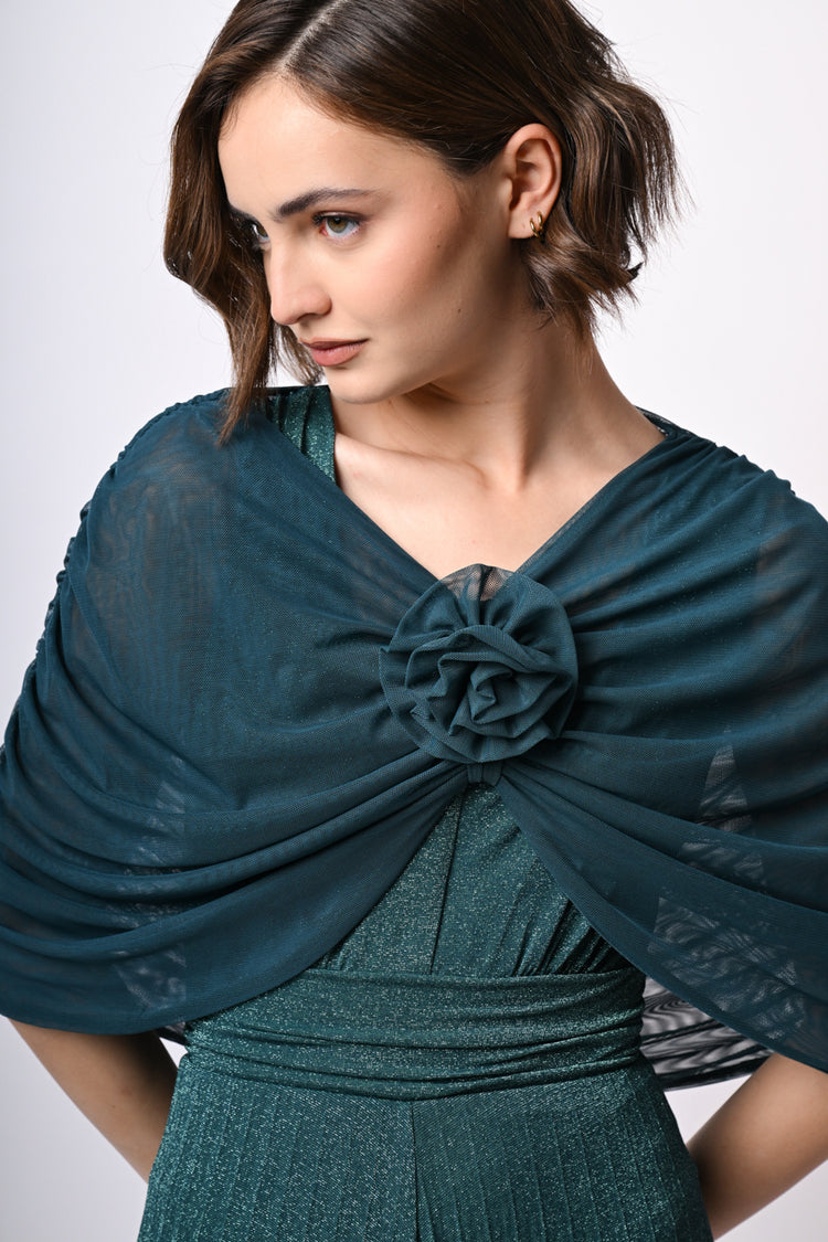 Coprispalle in tulle con rosa 3D