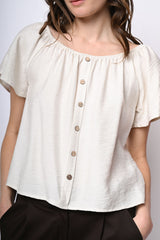 Top a spalle scoperte con bottoni