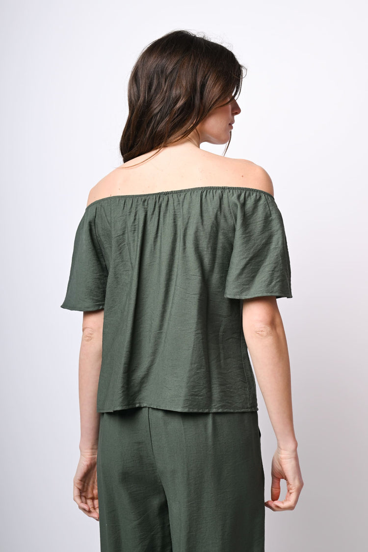 Top a spalle scoperte con bottoni