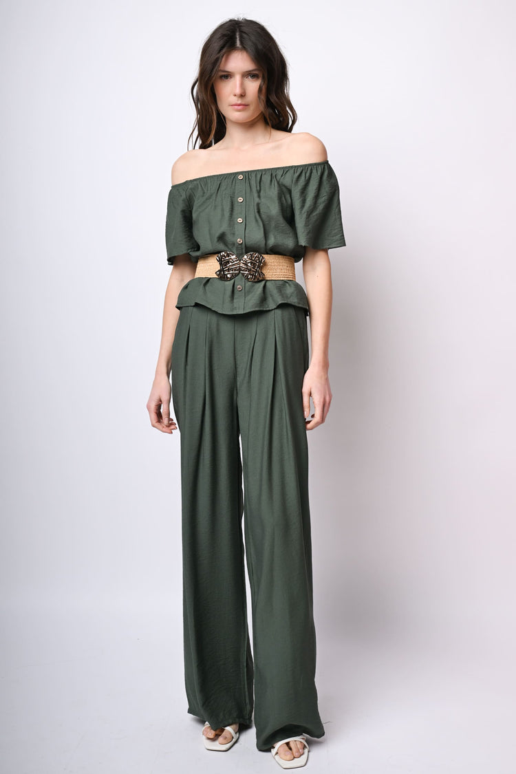 Top a spalle scoperte con bottoni