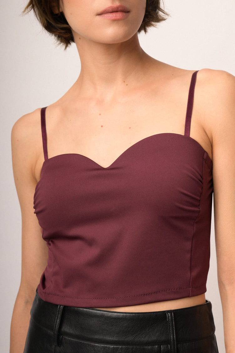 Top crop a bustier bordeaux