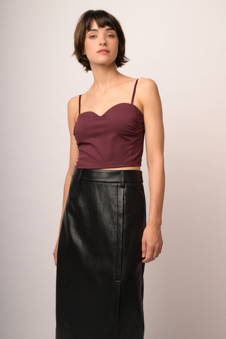 Top crop a bustier bordeaux