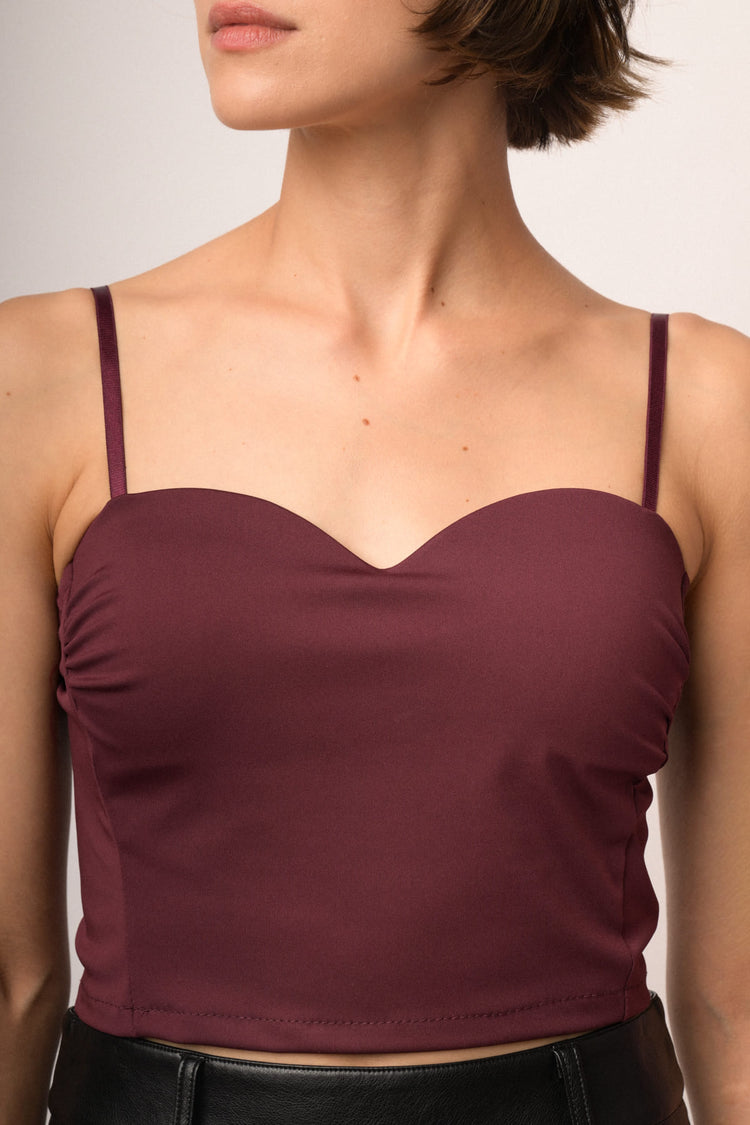 Top crop a bustier bordeaux