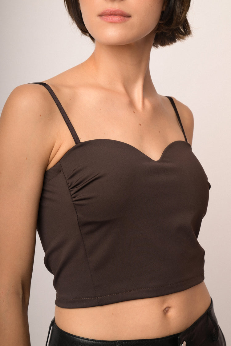 Top crop a bustier cioccolato