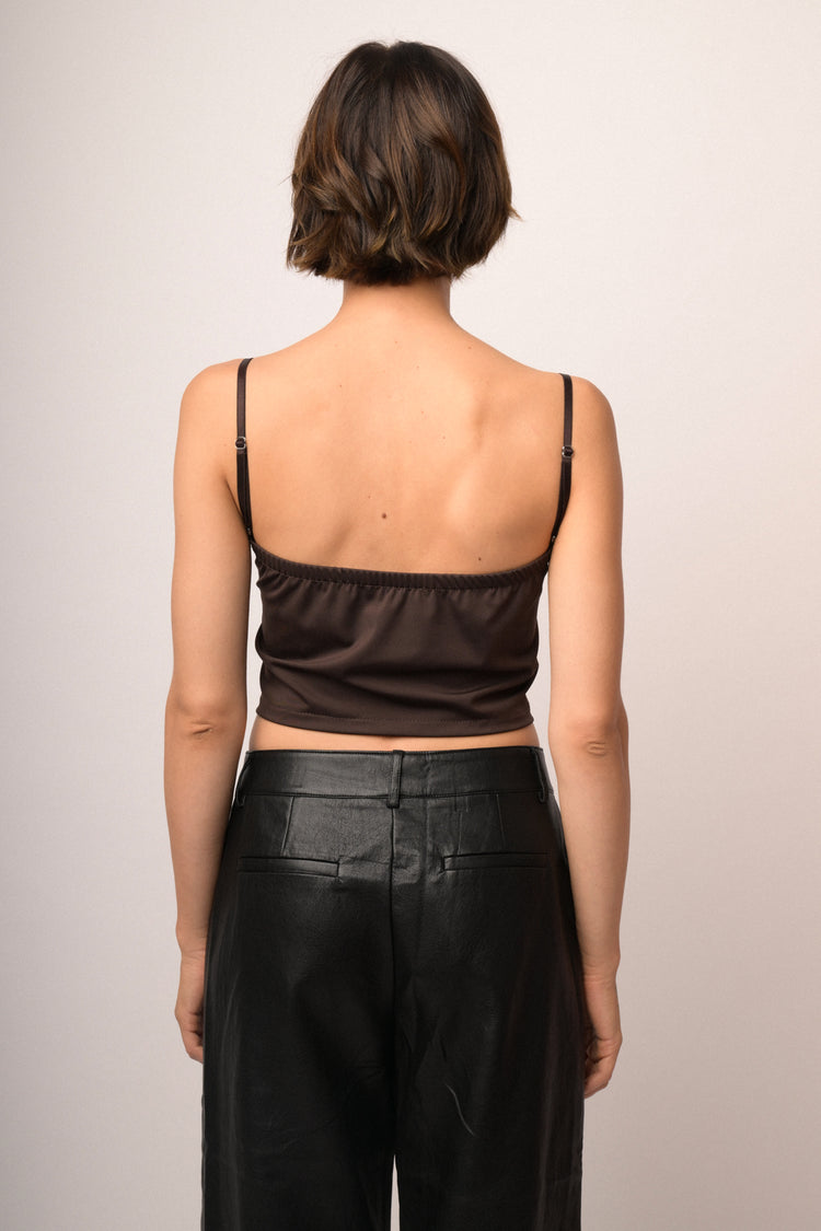 Top crop a bustier cioccolato