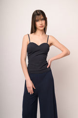 Top a bustier con scollo a cuore blu
