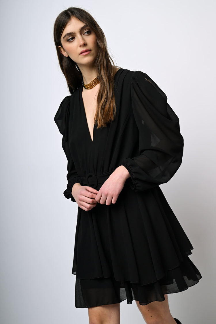 Mini abito in chiffon a balze