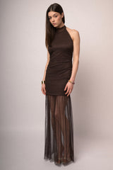 Abito lungo allamericana in tulle