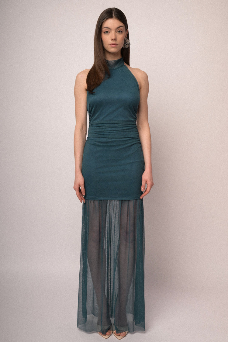 Abito lungo allamericana in tulle