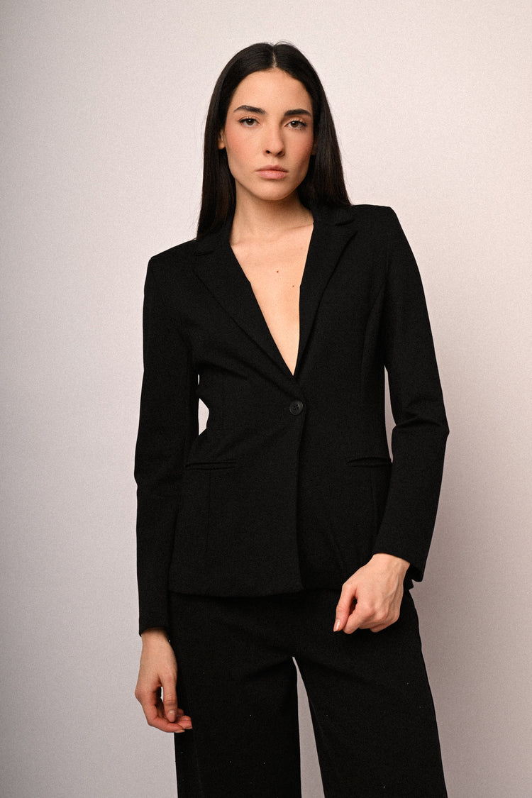 Blazer basic monopetto misto viscosa