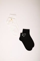 Set di due paia di calzini con fiocchi e cuore