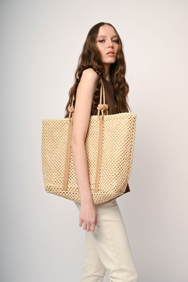 Borsa tote grande in paglia