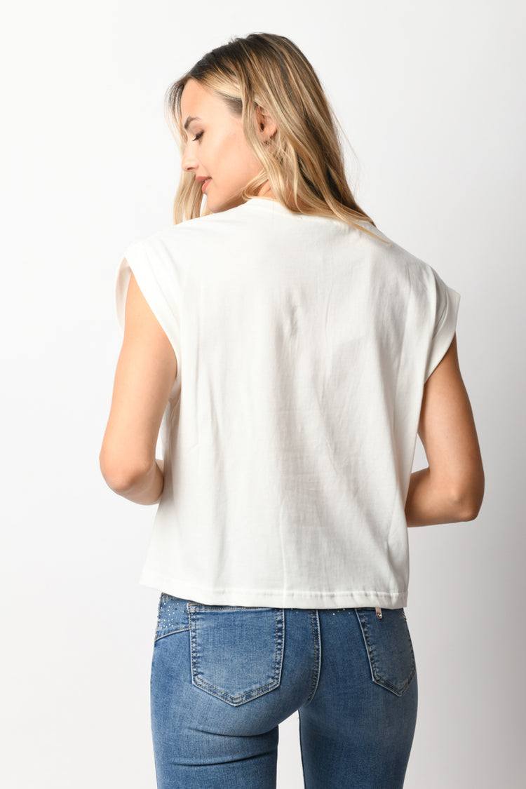 T-shirt con maniche ad aletta