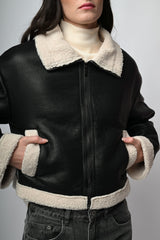 Giacca in similpelle e faux shearling