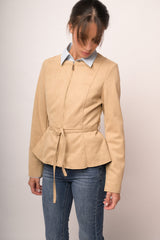 Giacca in faux suede beige con cintura