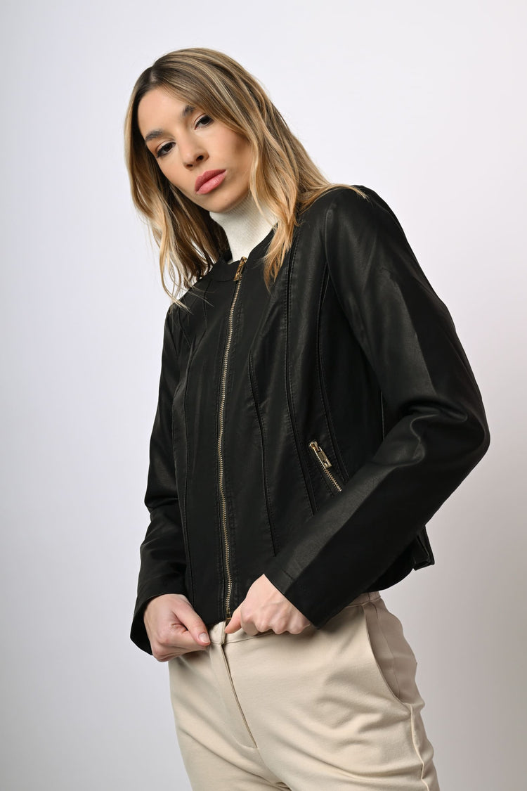Giacca in similpelle con zip
