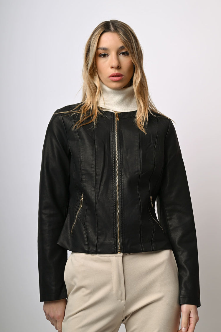 Giacca in similpelle con zip