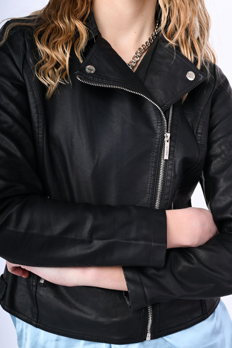 Giacca stile biker in similpelle
