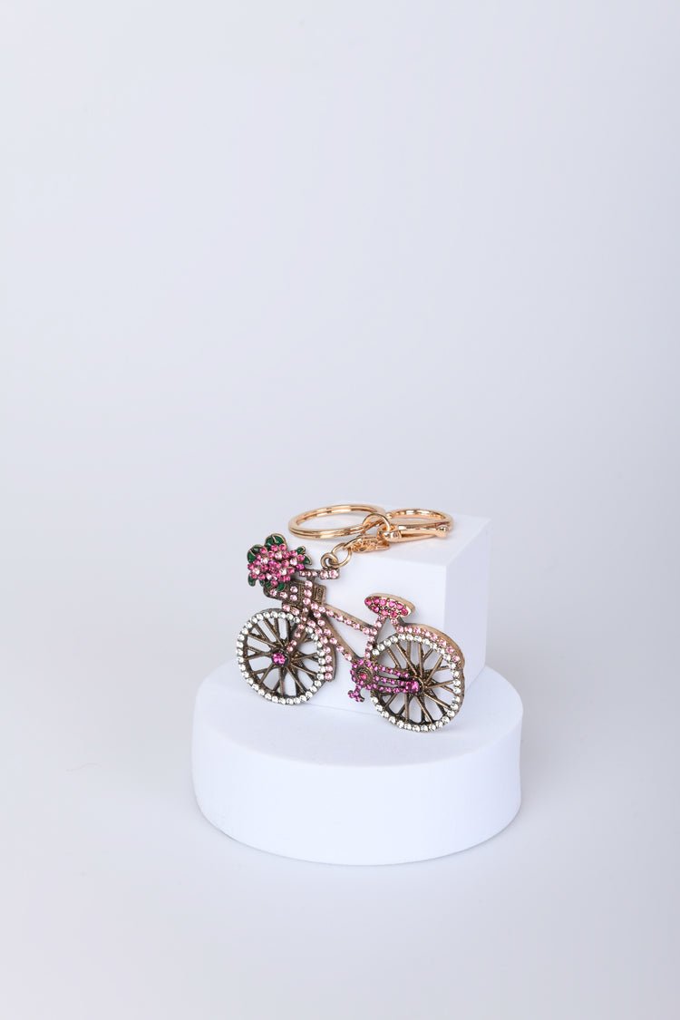 Portachiavi con bicicletta in strass
