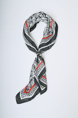 Foulard a stampa floreale con greca