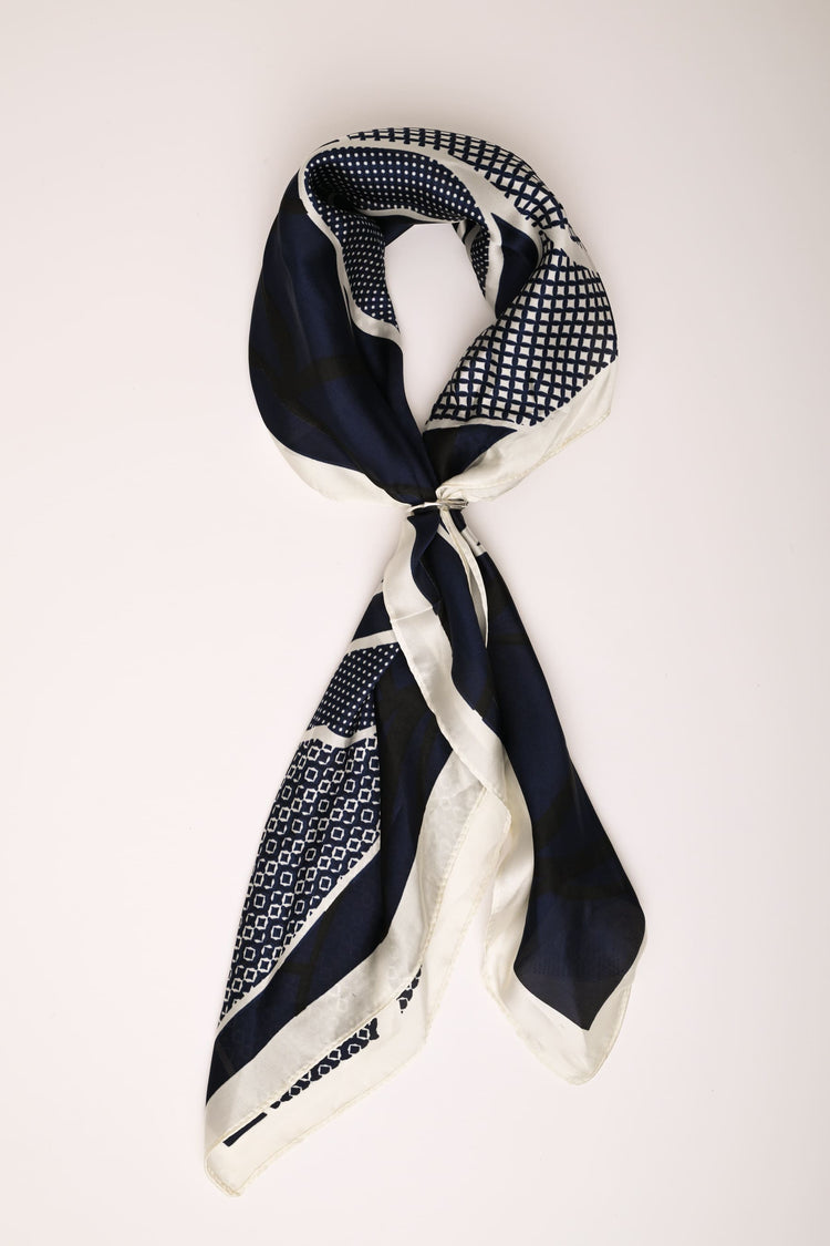 Foulard a stampa patchwork geometrica