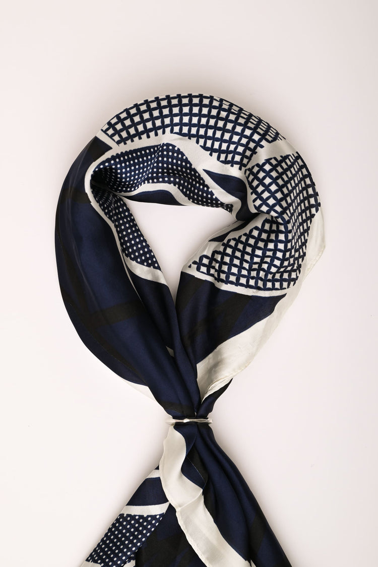 Foulard a stampa patchwork geometrica