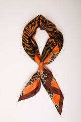 Foulard a stampa animalier mix con anello