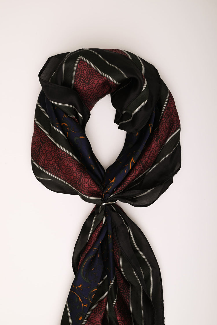 Foulard a stampa righe multicolor con anello
