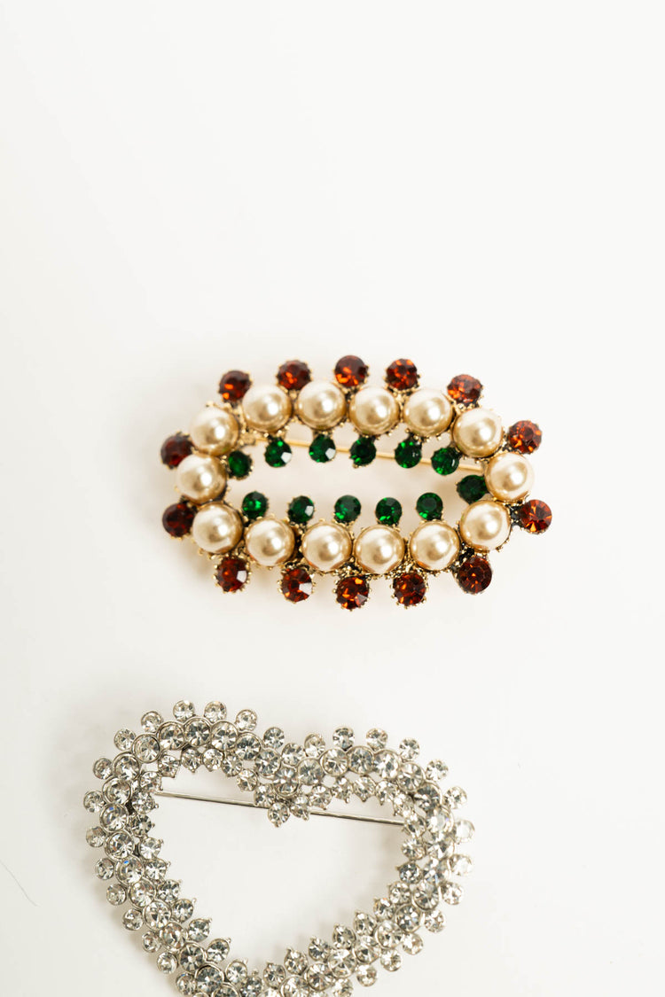 Set da tre spille con strass multicolor