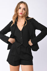 Blazer monopetto a stampa gessata