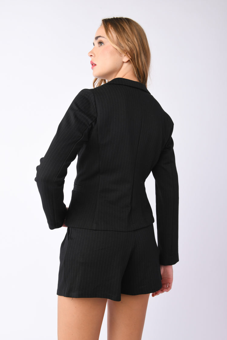 Blazer monopetto a stampa gessata