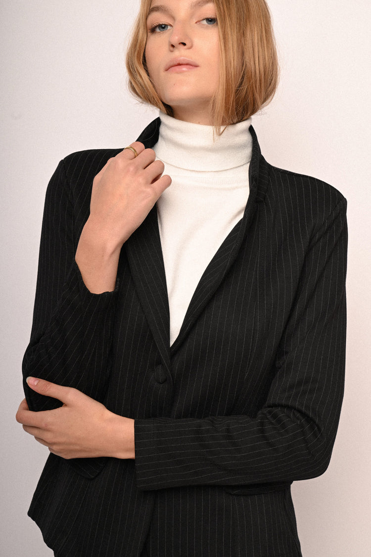 Blazer monopetto con motivo gessato