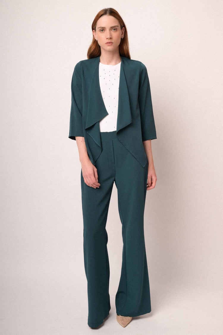 Pantaloni a gamba morbida e svasata verde petrolio
