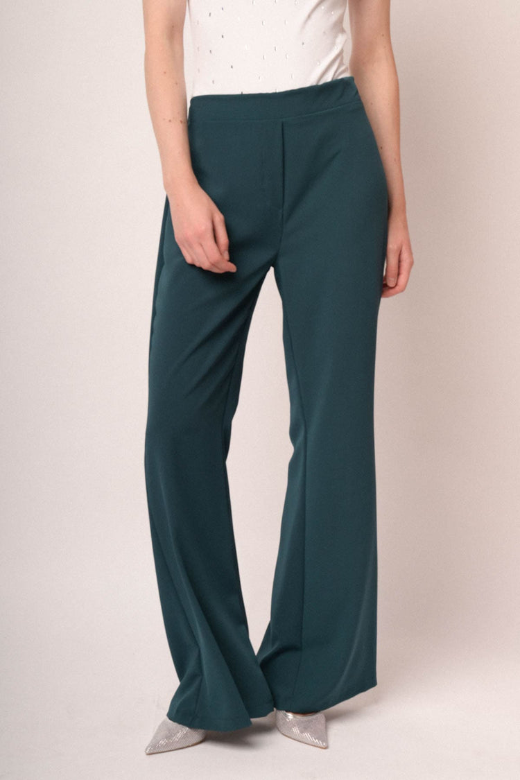 Pantaloni a gamba morbida e svasata verde petrolio