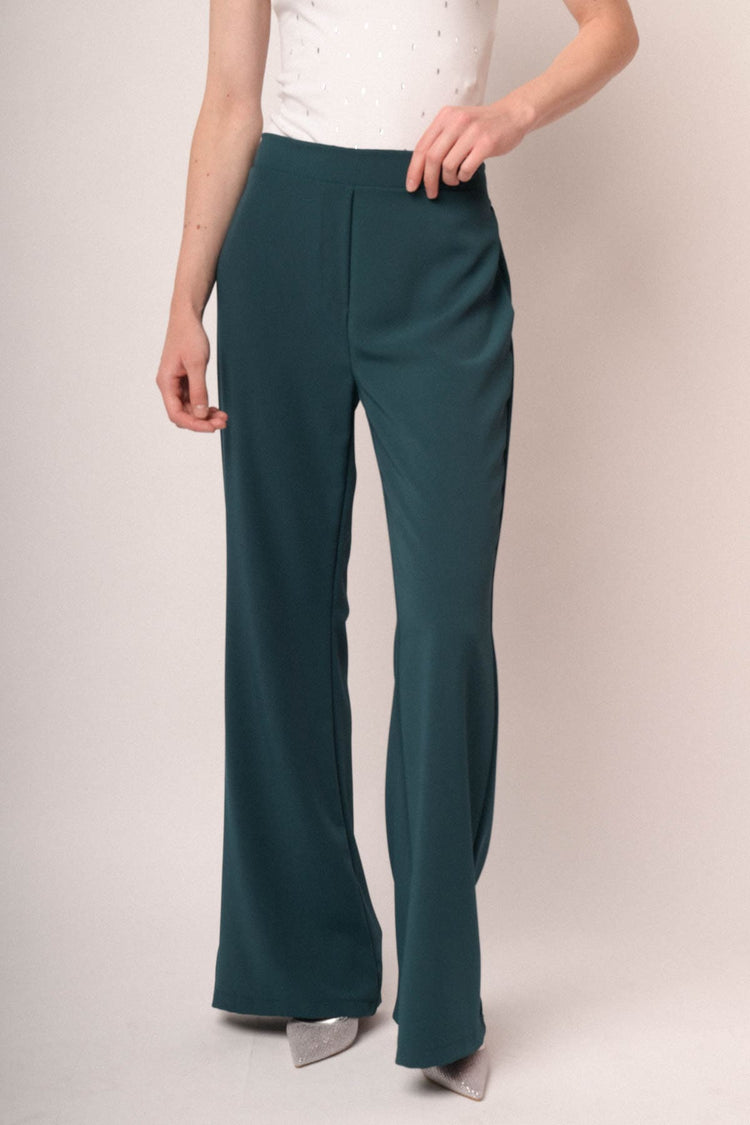 Pantaloni a gamba morbida e svasata verde petrolio
