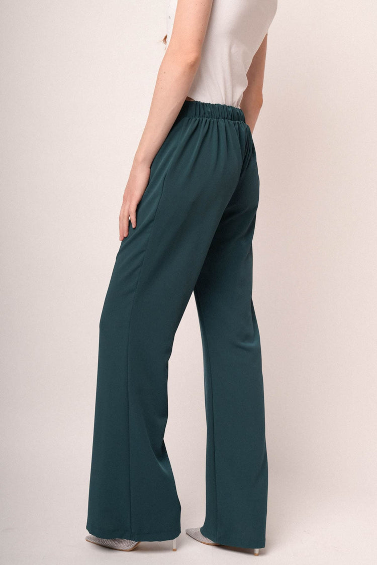 Pantaloni a gamba morbida e svasata verde petrolio