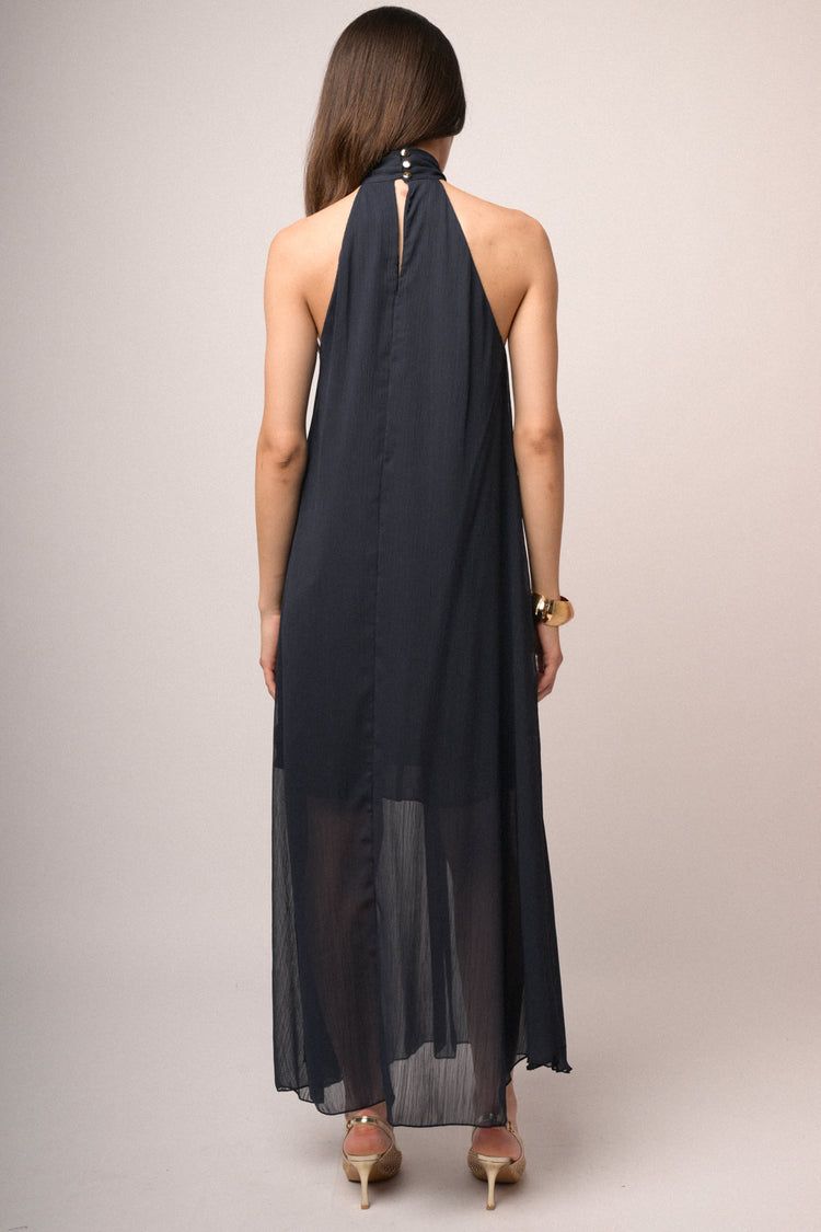 Abito lungo all'americana blu notte