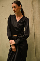 Blusa a portafoglio in raso