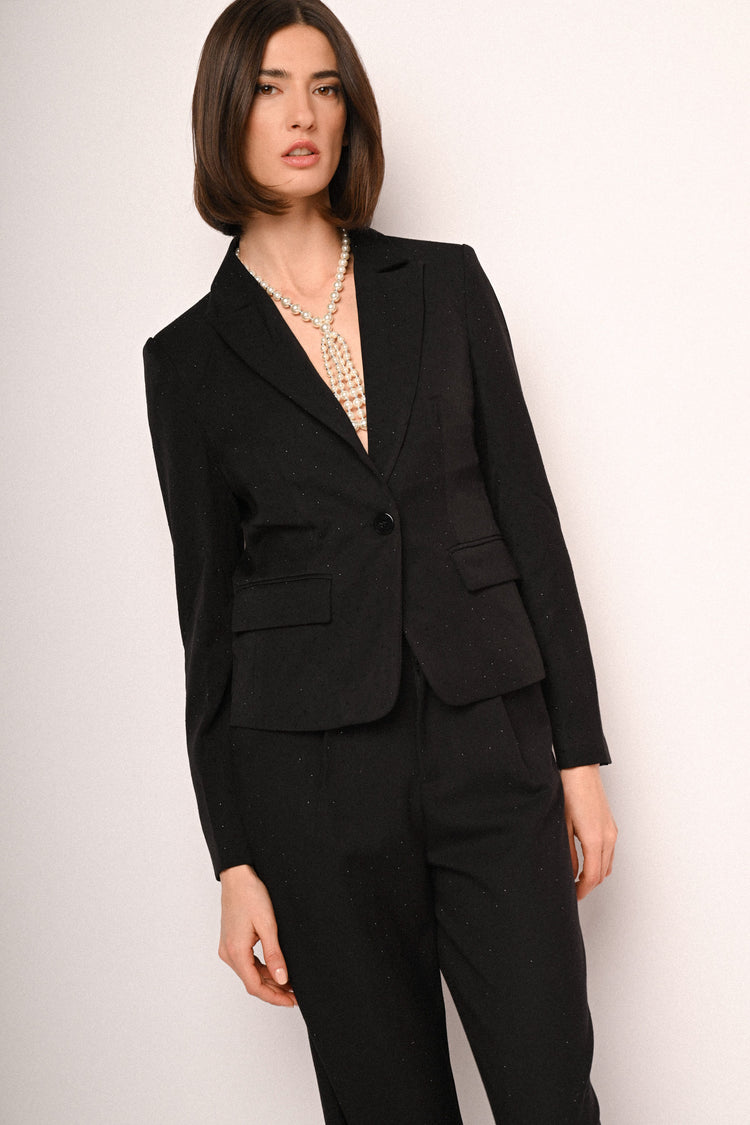 Blazer monopetto con glitter