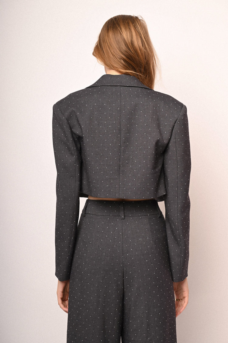 Blazer crop con strass