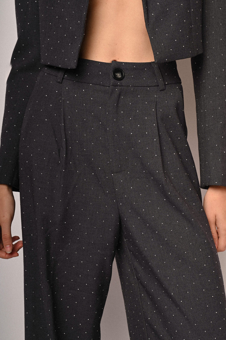 Pantaloni palazzo con strass