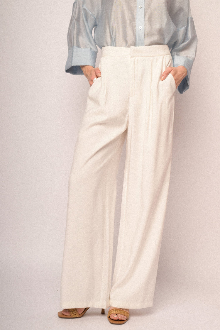 Pantaloni palazzo in viscosa bianca