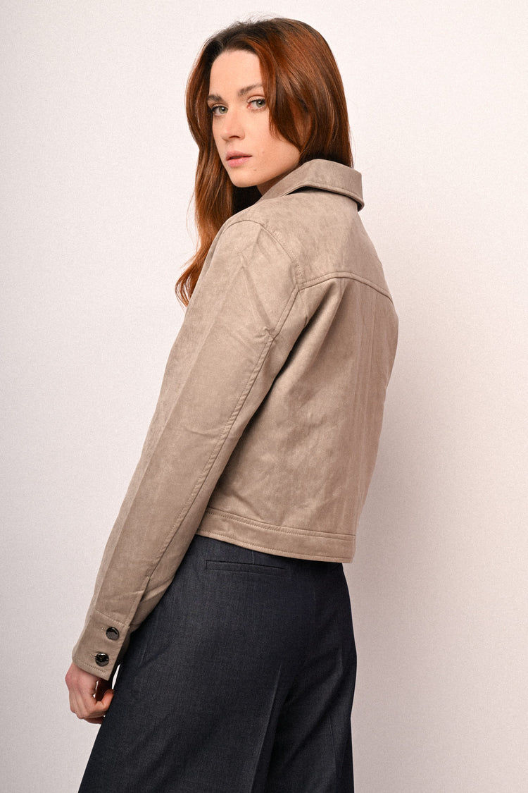 Giacca a camicia in faux suede