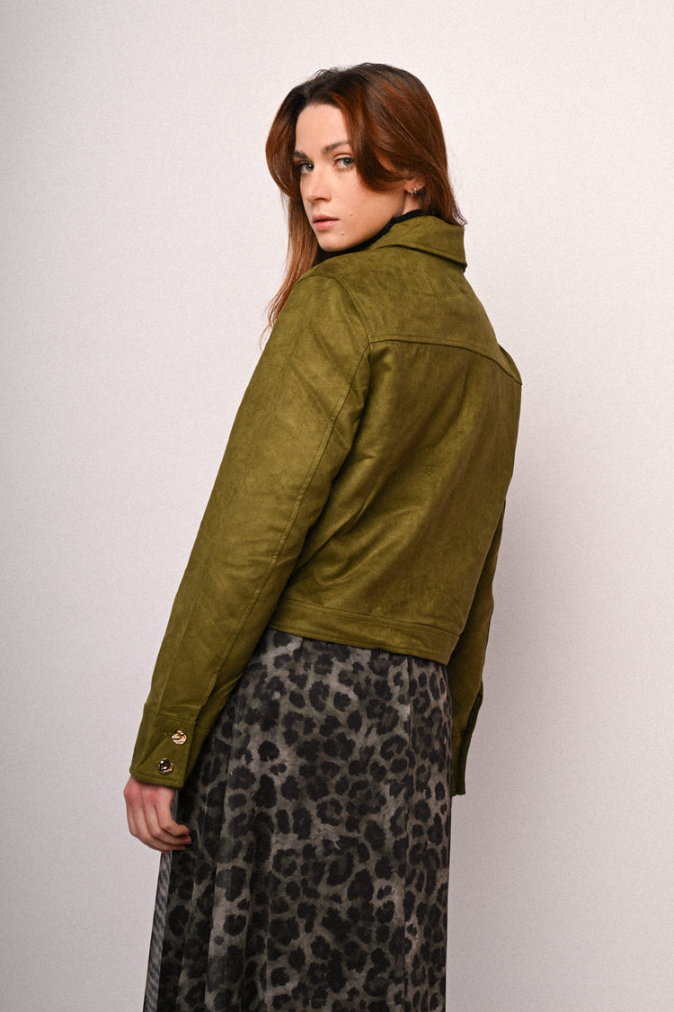 Giacca a camicia in faux suede